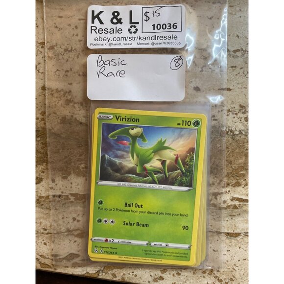 Pokemon Trading Card Lot With Virizion Basic Rare & More - 8 Cards Total - Picture 2 of 2